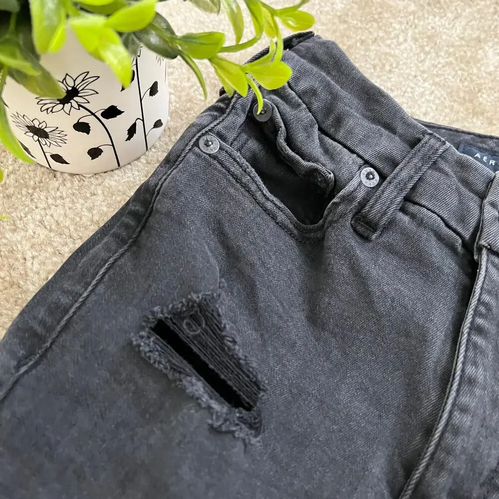 Aeropostale Faded Black Distressed Super High-Rise Curvy Jegging Size:  0R